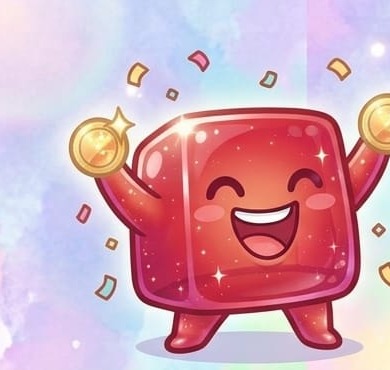 Jelly celebrating with coins